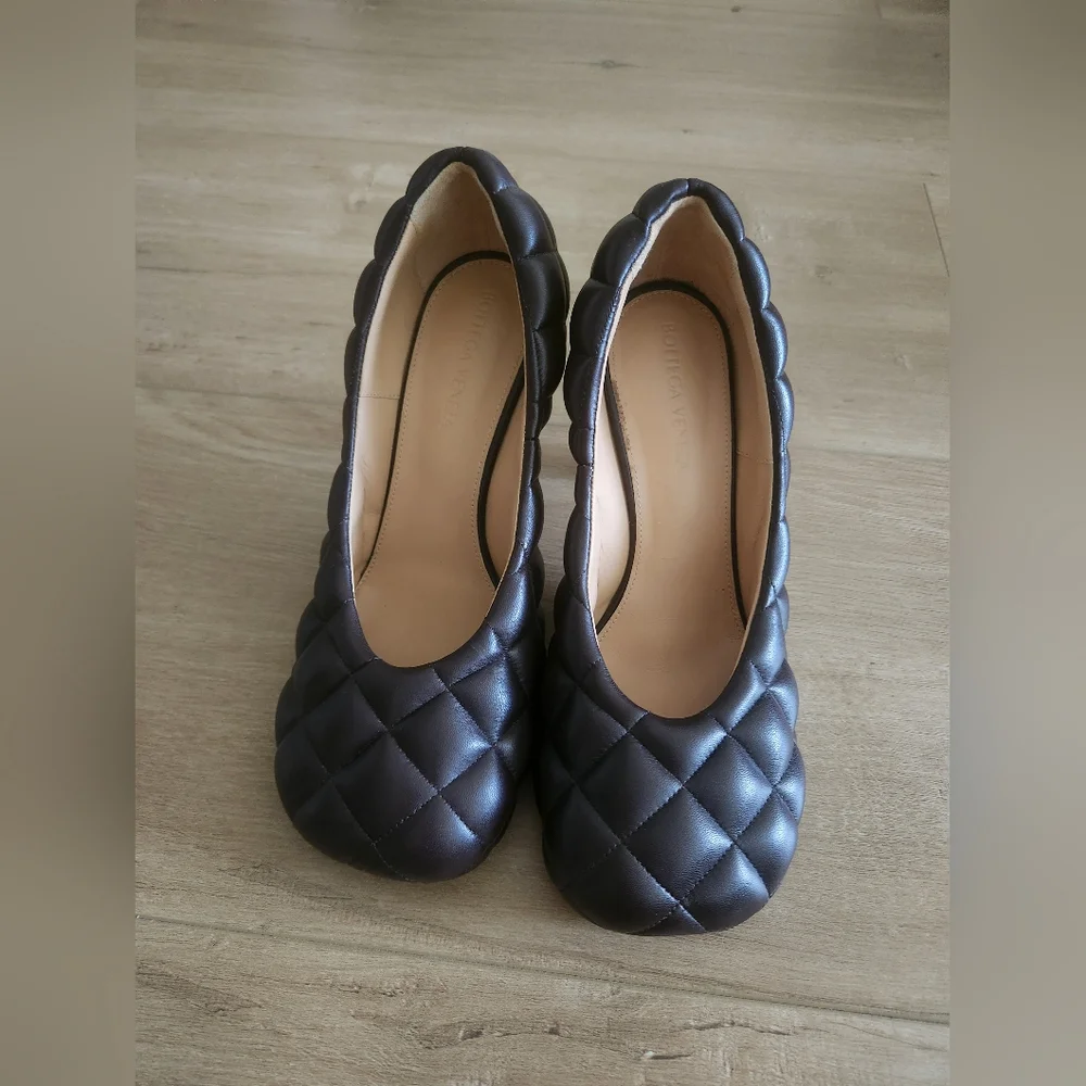 Bottega Veneta dark brown leather heel pump - Picture 1 of 7